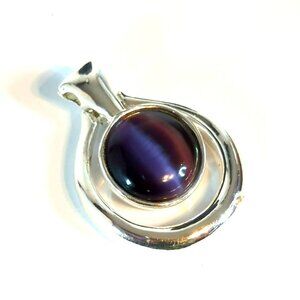 Vintage KC Designs Purple Stone on Silver Tone Pendant